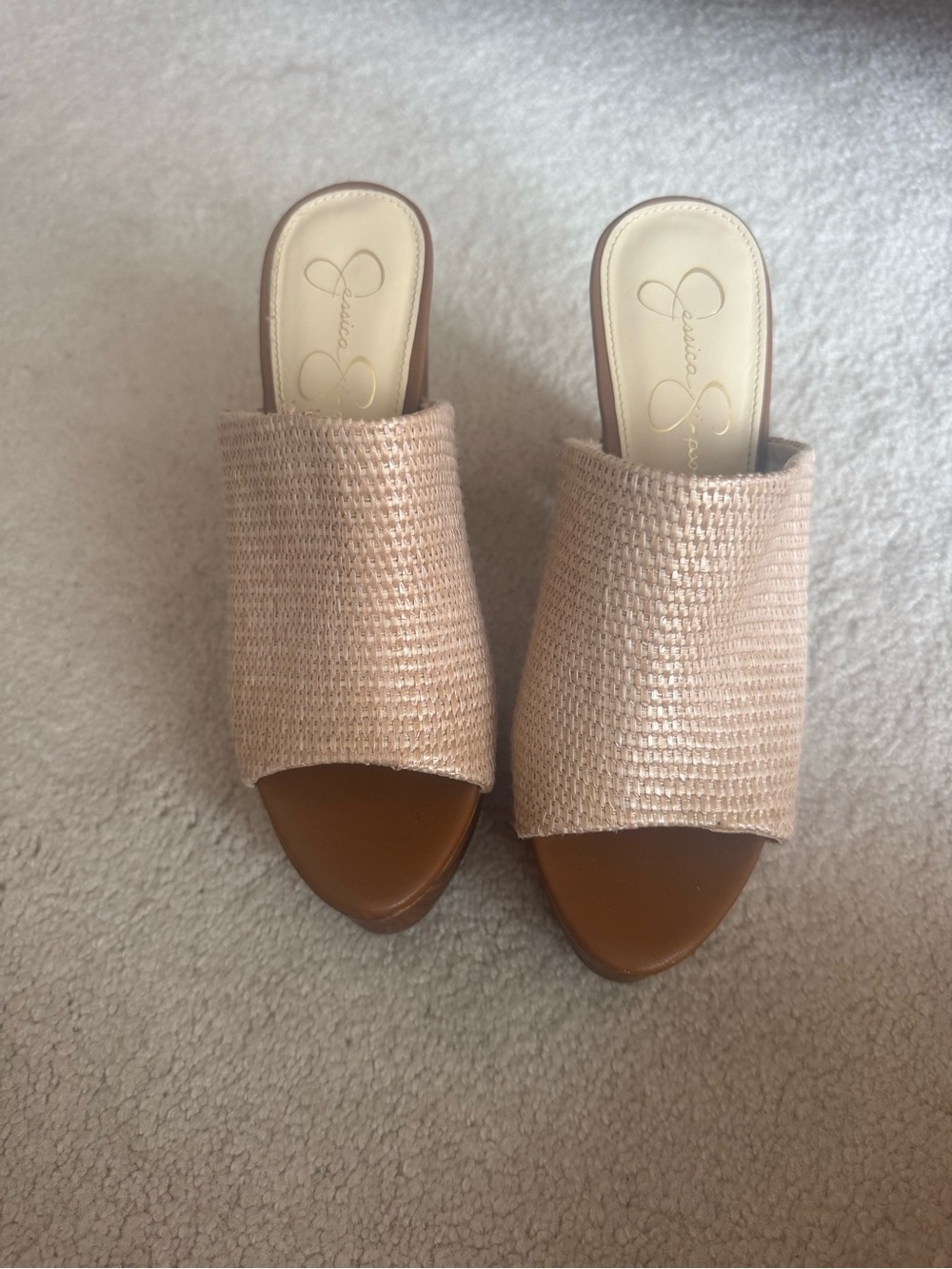 Jessica Simpson Blush Pink Woven Open-Toe Mules